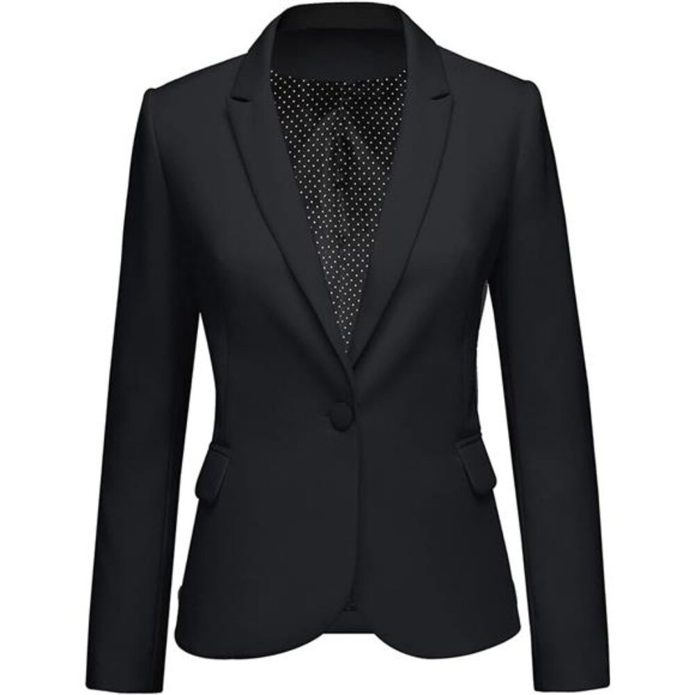 Womens Notched Lapel Pockets Button Work Office Blazer Jacket Suit